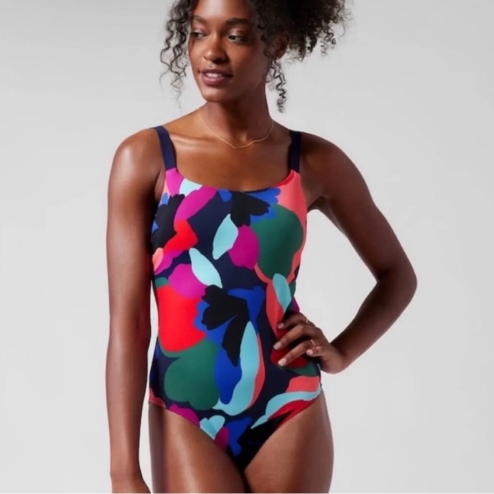 Athleta Multi-Color Abstract Print One-Piece Swimsuit
